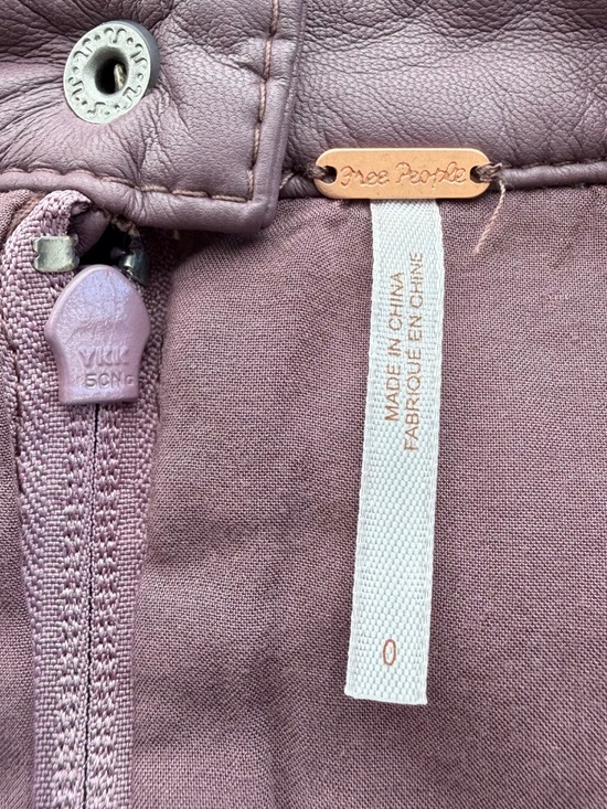 FREE PEOPLE Women’s Size 0 Moto Style Midnight Magic Purple Vegan Leather Skirt - Picture 3 of 8